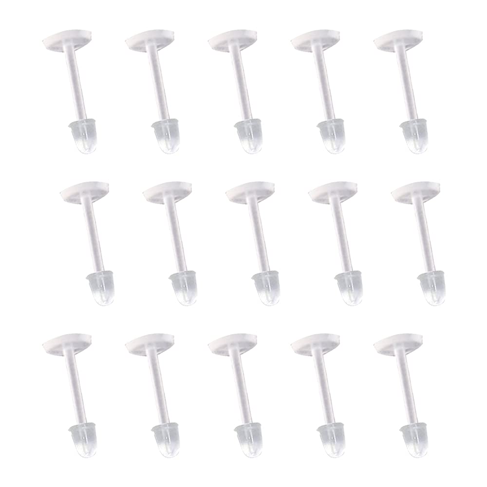 200 Pairs Plastic Earring Posts Clear Rubber Safety Eardrop Backs Blanks Ear Pins for School