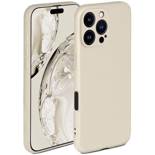 Coque en silicone iPhone 16 Pro Max crème protection surélevée idéale pour le quotidien