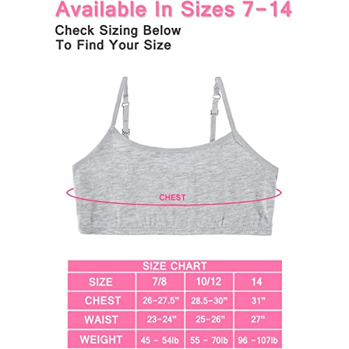 Cyndeelee Girls Training Bra Cotton Stretch Bralette, 10-Pack (7-14) (Multi Hearts/Pink/Peach, 7/8) #TOP3