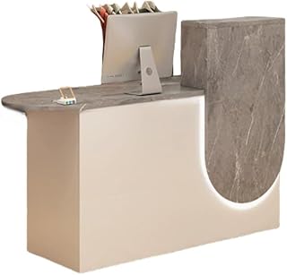 ジカウンター 受付ー レ木製のレジーオフィスデスク、 コンピューターテーブル、レジテーブル、 法人様向け ー 耐摩耗性、組み立てが簡単 ー、レジショップ、小さなインターネットセレブ、トレンディなフロントー、スーパーフロント、衣料品店、美容院バー 大容量収納 (B2,100*45*100CM)