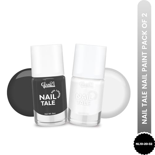 Image of Glam21 Nail Tale- Nail Lacquer|Multicolor|Quick Drying Nail Polish| Glossy Gel Finish Nail Kit | Highly Pigmented & Long Lasting | Chip Resistance|9ml Each| Pack Of 2 (Shade-20-32)