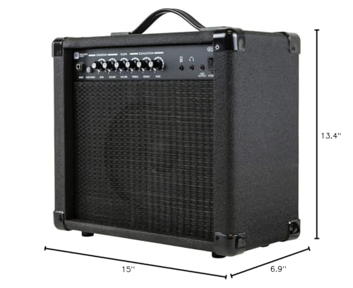 Monoprice 1x8 Guitar Combo Amplifier - Black, 20-Watt, 86dB of Gain - 1/4 Inch Input for Guitars, Aux MP3 Input, 3.5mm Headphone Output - Thumbnail 5