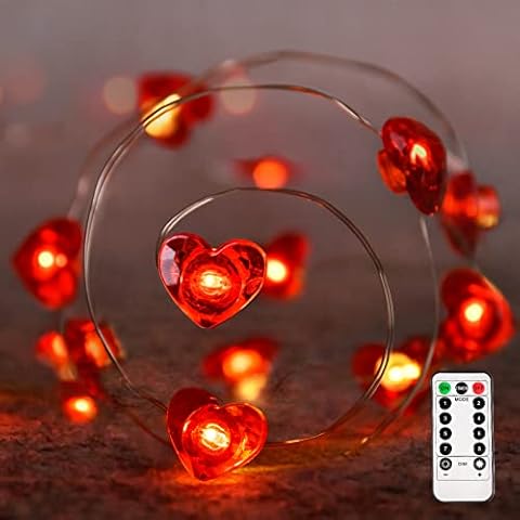 Tmacker Valentines Day Decor, Valentines Day Decorations 16Ft 50 LED String Lights, Valentines Decorations for The Home Indoor Heart String Lights, Valentines Decor Indoor Outdoor Wedding Anniversary Cover