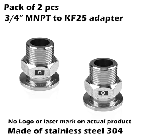 Image of bmotiontech 3 /4 inch MNPT Male NPT to KF25 NW25 Flange Fitting adapter (ISO-KF KF25 QF25 NW25) (3 /4 inch MNPT KF25 x 2PCs)
