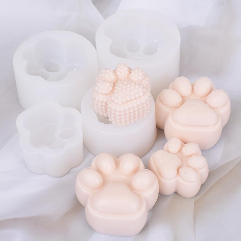 FirstTry Keychain Mold I Cat Dog Paw Shape Casting Silicone Epoxy Mould I for Handmade DIY Pendant Necklace Jewelry Resin Clay Aroma Beads Car Freshie Art Craft Projects Home Décor (D) 1