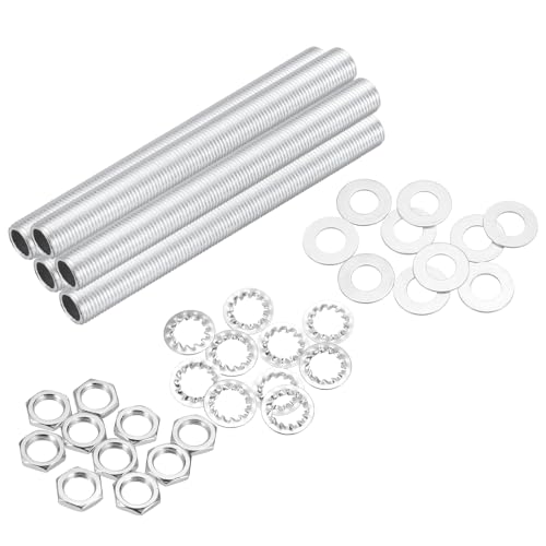 Image of MECCANIXITY 35Pcs 3.7 inch Lamp Pipe Kit with Nuts Washers 1 /8IP Thread Fasteners Assortment for Chandelier Ceiling Light Repair Assembly DIY Hardware