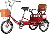 Dreirad für Erwachsene, 3 Elektro-Lastenquad, Damenkorb, für Erwachsene, klappbare Räder, Bremsen vorne und hinten, Dreirad für Erwachsene, Dreirad, Fahrrad, Rad, Fahrrad, Kreuzfahrt, Frachtkorb, Radfahren, Outdoor-Sport, Einkaufen, faltbare Rückenlehne, Cruiser-Fahrräder, Pedal-Dreirad, Männer, Frauen, Senioren, Treten, 3-Rad-Fahrrad, Kinder, Kleinkinder, klappbarer Sitzgriff, abnehmbarer Verdeckgurt Räder Senioren Ältere Fahrräder Einkaufen Übung 3-Räder muskelbetriebenes Pedal 73-Ra