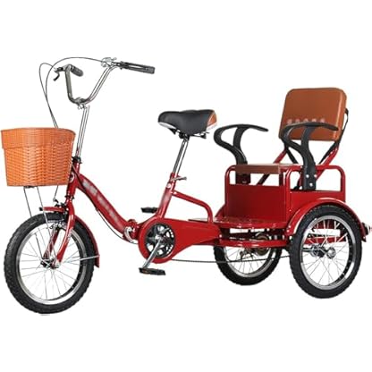 16-Zoll-Dreirad für Erwachsene, Singlespeed, mit Rücksitz, Cruiser-Fahrrad, Rahmen aus Kohlenstoffstahl, für Senioren, Damen, Herren, Belastung 250 kg, Radfahren, Treten