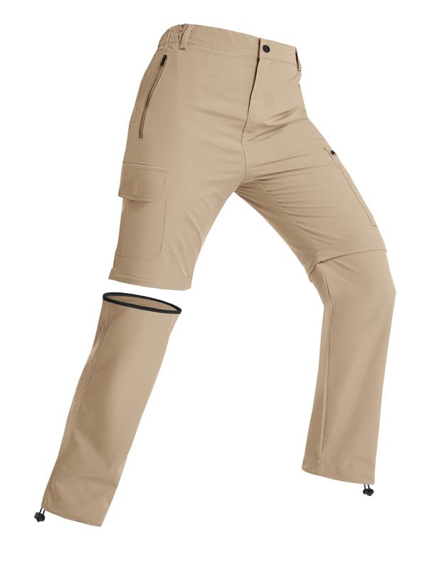 BondiTrekk Damen-Wanderhose-Zip-Off-Trekkinghose, Atmungsaktiv Wanderhose Damen Schnell Trekkinghose Abnehmbar Zip Off Outdoorhose Sommer Hiking Pants Funktionshose Khaki M