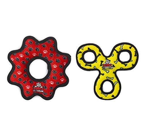 TUFFYWorld's Tuffest Soft Dog Toy - Junior 3 Way Tug - Squeakers - Multiple Layers. Made Durable, Strong & Tough. Interactive Play (Tug,Toss & Fetch). Machine Washable & Floats (Combo 2 Pack)