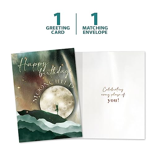 Tree-Free Greetings - Birthday Card - Artful Designs - 1 Card + Matching Envelope - Made in USA - 100% Recycled Paper - 5 x 7 - Moon Child (GO65328) - Thumbnail 5