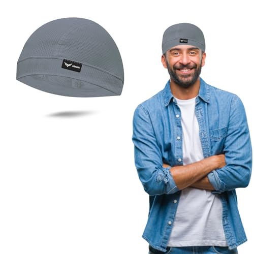 Image of XTRIM Unisex Helmet Skull Cap for Bikers & Cyclists, Cotton Head Cap, Hair Inner Helmet Cap for Men, Sweat Cooling Beanie Cap for Men for Women, Skull Mask for Summer, Bike Accessories (Grey Shade)