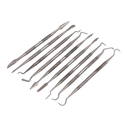 Neilsen CT4311 9pc Pick and Hook Set Stainless Steel Pick Hook and Wax Carvers Set Assorted Picks and Hooks with Knurled Handles