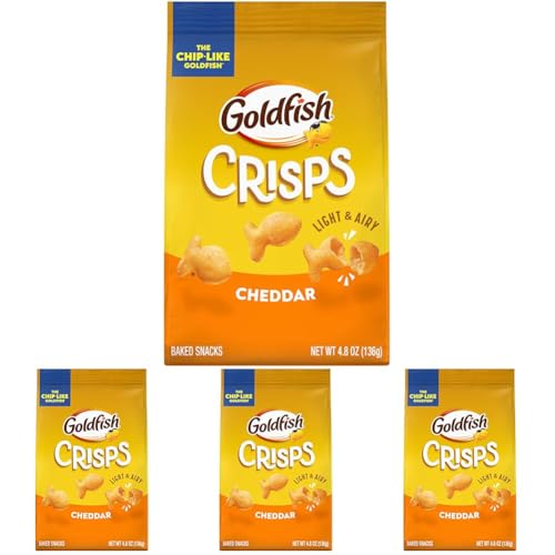 Goldfish Crisps Cheddar Baked Chip Crackers, 4.8 Oz Bag (Pack of 4)