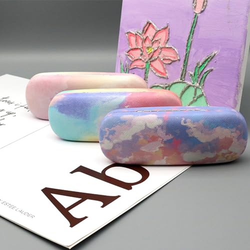 Image of 3 Pack Glass Cases Hard Shell, Portable Hard Eyeglasses Case Linen Fabrics Eyeglass Organizations for Women Girls