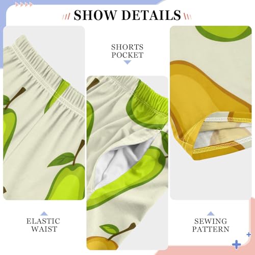 J JOYSAY Cartoon Pear Fruit Beige Pajamas Pants Soft Long Pajama Bottoms Lounge Sleep Pants Size S-XL4