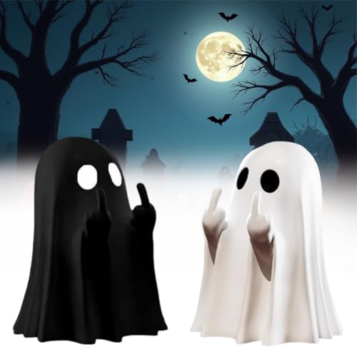 QYJMLH Ornamentos de fantasmas de Halloween, 2 peças figuras decorativas de Halloween em miniatura, decoração exterior, ornamentos para pátio, casa, festa - 8 cm