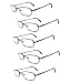 EYE ZOOM 5 Pairs Readers Rectangular Metal Reading Glasses for Men and Women, Gunmetal, +1.50