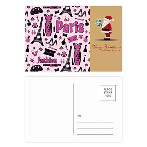 Cartes postales Tour Eiffel Rose Père Noël lot de 20 papeterie vœux fête Paris