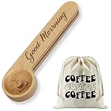 Hvukeke Funny Wooden Coffee Scoop Seal - Good Morning, Coffee Measuring Scoop, Coffee Bag Clip Suita