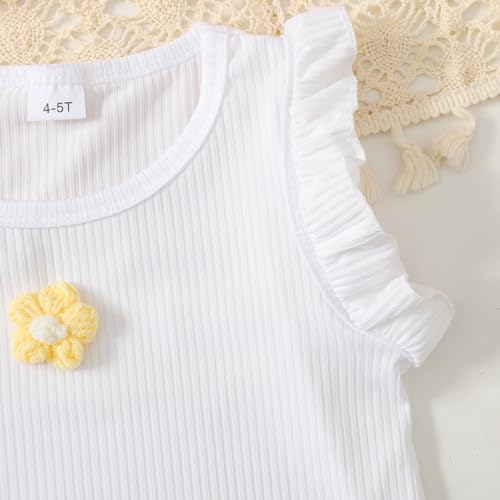 Image of Ayzozuy Kid Girl Clothes Shorts Set 2 Piece Outfits Summer Casual Short Sleeve Top and Shorts Set for Girls 4-7