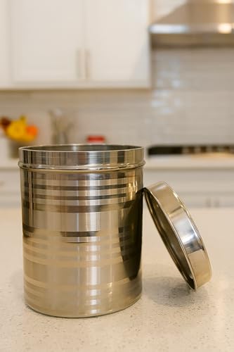 Image of Duodeno Stainless Steel Container 9 Litre, 1 Piece, Silver Stainless Steel Round Dabba Canister Containe 9 KG Food /Dough /Liquid Capacity NO Joints Storage Box