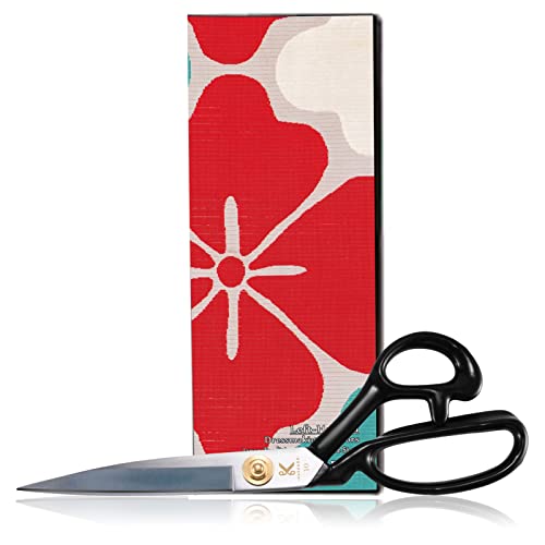 Left Handed Sewing Scissors 10 Inch Fabric Shears Professional Dressmaking Scissors, High Carbon Steel Heady Duty Scissors For Leather Sewing, Fabric Cutting, Threading Cutting, Artwork(White) #TOP1