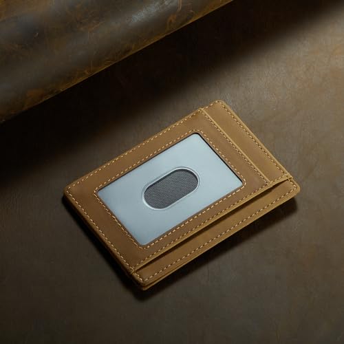 Image of Travelambo Slim Wallet Front Pocket Minimalist Leather RFID Blocking Medium Size