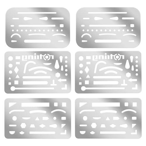 Jeffdad 6 Pcs Drafting Eraser Shield Erasing Shield Stainless Steel Drawing Template Metal EraserShield DraftingTool Drafting and Drawing Template Tool for Mechanical Drawings Engineering Design