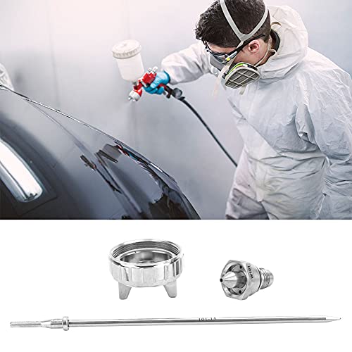 Image of Spray Nozzle Set, Stainless Steel Aircap Nozzle Needle Tip Accessories Compatible with W101 Pneumatic Spray Guns for Professional Painting and Finishing