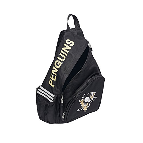 Northwest The Company Officially Licensed NHL Pittsburgh Penguins Leadoff Sling Backpack, 20", Black/White