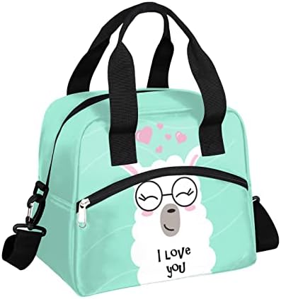 cfpolar Insulated Lunch Bag Cute Animal Llama Alpaca Lunch Box Reusable Leakproof Meal Prep Lunch Bag Cooler Tote Bag with Removable Adjustable Shoulder Strap for Women Men Travel Picnic Work School