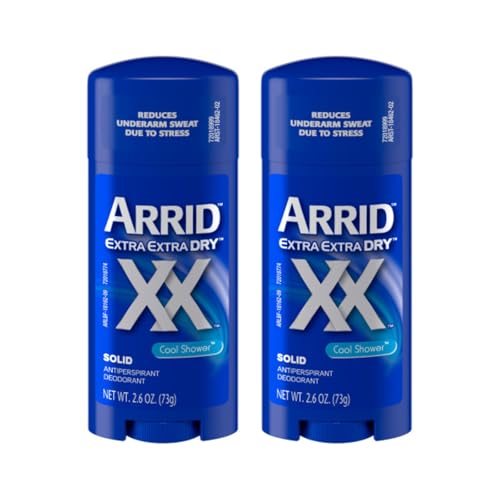 Arrid XX Extra Extra Dry Solid Antiperspirant Deodorant, Cool Shower, 2.6 oz. (Pack of 2)