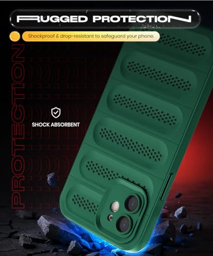 Image of WOW IMAGINE Ultimate Silicone Back Cover Case for iPhone 12 | Heat Dissipation Thin Soft TPU | 360 Camera Protection | Breathable Cooling Holes - Forest Green