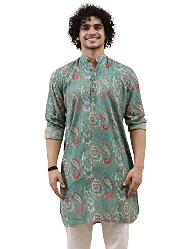 Image of OM SAI LATEST CREATION Men's Kurta || Rayon Motif Printed Kurtas for Men || Stand Collar Neck with Full Sleeve Straight Kurta for Men || Casual Kurta for Mens || Best Gifts for Men.