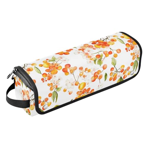 Estuche de viaje para herramientas de cabello Red Fruits Leafs con tapete resistente al calor para planchas y rizadores