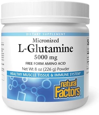 Natural Factors - Micronized L-Glutamine Powder Free Form Amino Acid - 300G g Powder - 5 g per serving.