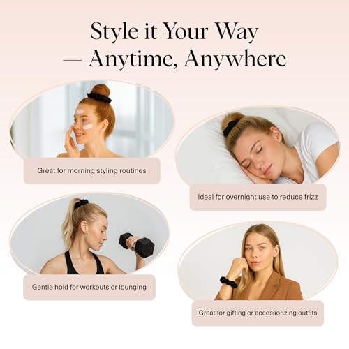 kitsch satin scrunchies for women  no crease hair ties  soft satin hair scrunchies for girls  frizz free gentle stylish hair accessories  ideal gifts for women  black 5 pcs