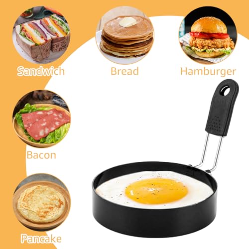 GBACHOOSE 6 Stück 3.5 Zoll Spiegeleierformen für die Pfanne, Edelstahl Spiegeleiform, Runde Pancake Form, Eierformer Eierringe für Bratpfanne, Spiegeleier, Muffins, Sandwich