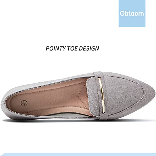 Image of Obtaom Women's Pointy Toe Loafer Flat Comfortable Faux Suede Work Shoes,Cute Penny Loafer Slip On Ballet Flat