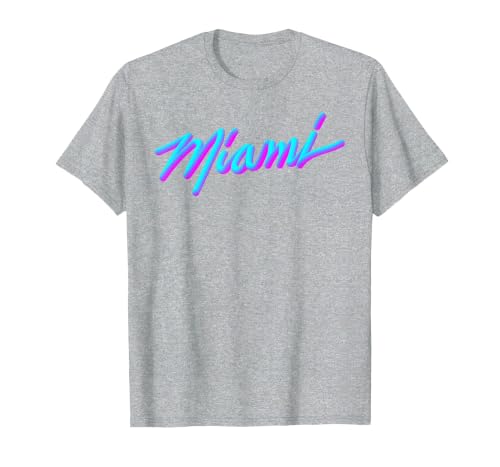 Miami - Vaperwave Synthwave 80s Style Retro Design T-Shirt, Men, Heather Grey, 5X-Large