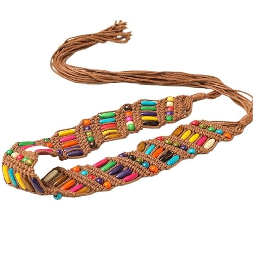 Braided Leather Belt For Women Casual Retro Tassel Decorated Waistband For Jeans And Dresses