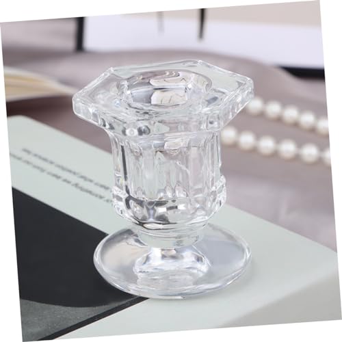 FUNOMOCYA 6pcs Hexagonal Glass Candle Holder Home Decor Candelabra Candles Dining Room Table Decor Tea Lights Decorations Candle Stand Wedding Decor Decorate Grace Candle Holders