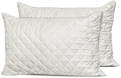 Fabriza Zipped Pillow Protectors 2 Pack Quilted White, Breathable Ultra Soft, Microfabric Noiseless - Dust Mite, Bed Bug, Feather proof and Anti Allergy Pillow Case Protector snug fit size 70x50 cm