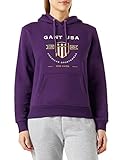 gant _ GANT Damen D1 Shield Hoodie Banner Logo Kapuzenpullover, Eggplant Purple, XXL