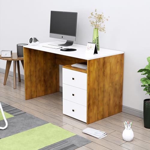 Image of Bniture Wooden Study Table for Home with Bottom Storage | Engineered Wood Study Table with Book Shelf | Multi Purpose Computer Desk for Writing | Laptop Table for Office | Giant Wood & Frosty White