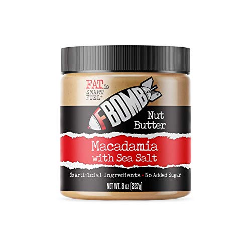 Fbomb Macadamia Nut Butter: Keto Fat Bombs, Natural Roasted Macadamia Nuts | High Fat, Low Carb Snack, High Quality Energy | Paleo, Whole30, Keto Snacks | Macadamia & Sea Salt - 8 Oz Jar