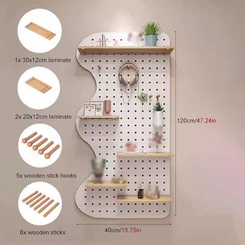 Pegboard Wall Organizer Panels.Pegboard Panels,Pegboard Wall Organizer,Pegboard Shelf Pegboard Panels Kit,Wooden Peg Boards,Peg Board Organizer Pegboard Wall Mounted Display Storage(Color:Da