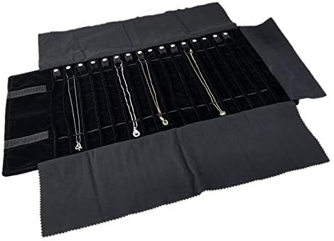 Portable Jewelry Roll Necklace Travel Storage Displays Holder 16 Chain Black Elastic - Image 5