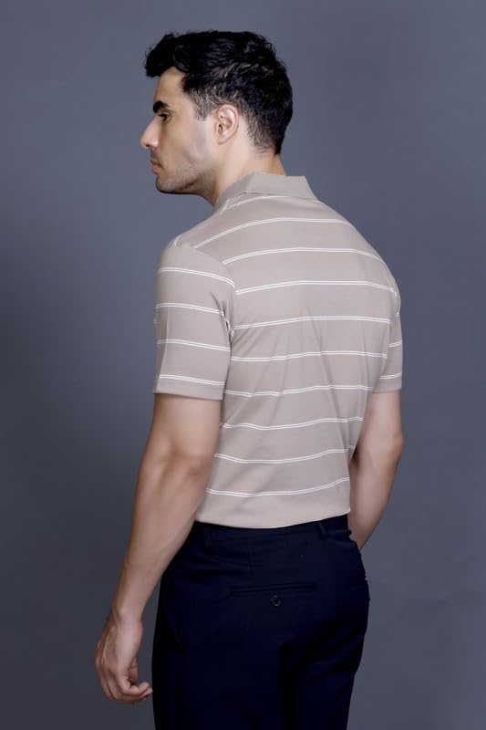 Image of SANE ORIGINALS Half Sleeve Polo T-Shirt for Men with Pocket || Stripe Collar and Pocket T-Shirt for Men Half Sleeves